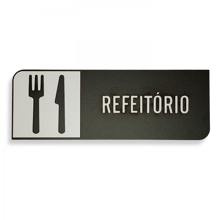 Placa de Sinalização Indicativa em MDF Efeito 3D - Refeitório